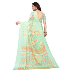 Mayawye Women's Viscose Rayon Printed Saree With Unstitched Blouse (Pista)