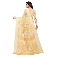 Mayawye Women's Viscose Rayon Printed Saree With Unstitched Blouse (Yellow)
