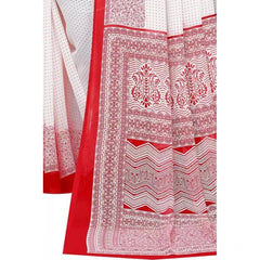 Mayawye Women's Georgette Printed Saree With Unstitched Blouse (Red)
