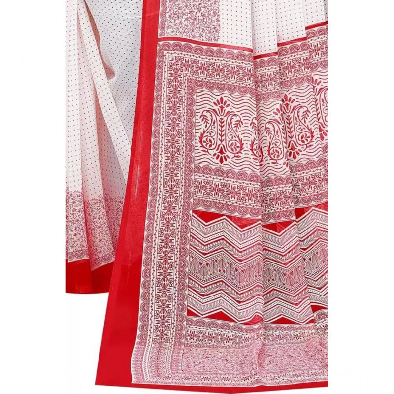 Mayawye Women's Georgette Printed Saree With Unstitched Blouse (Red)