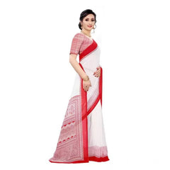 Mayawye Women's Georgette Printed Saree With Unstitched Blouse (Red)