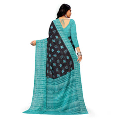 Mayawye Women's Georgette Printed Saree With Unstitched Blouse (Skyblue)