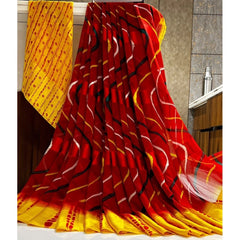 Mayawye Women's Satin Patta Printed Saree With Unstitched Blouse (Yellow)