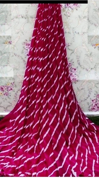 Mayawye Women's Georgette Printed Saree With Unstitched Blouse (Pink)