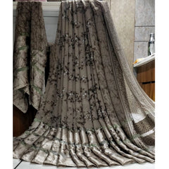 Mayawye Women's Satin Patta Printed Saree With Unstitched Blouse (Grey)