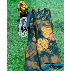 Mayawye Women's Viscose Rayon Printed Saree With Unstitched Blouse (Rama)