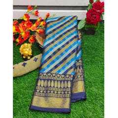 Mayawye Women's Viscose Rayon Printed Saree With Unstitched Blouse (Blue)