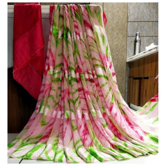 Mayawye Women's Satin Patta Printed Saree With Unstitched Blouse (Pink)