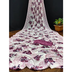 Mayawye Women's Georgette Printed Saree With Unstitched Blouse (Pink)