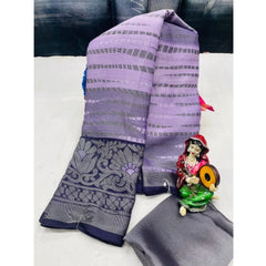 Mayawye Women's Viscose Rayon Printed Saree With Unstitched Blouse (Purple)