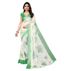 Mayawye Women's Viscose Rayon Printed Saree With Unstitched Blouse (Green)