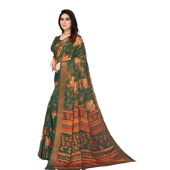 Mayawye Women's Viscose Rayon Printed Saree With Unstitched Blouse (Green)