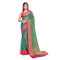 Mayawye Women's Viscose Rayon Printed Saree With Unstitched Blouse (Rama)