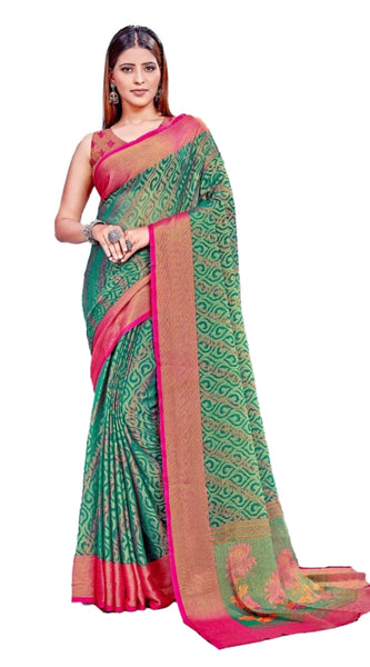 Mayawye Women's Viscose Rayon Printed Saree With Unstitched Blouse (Rama)