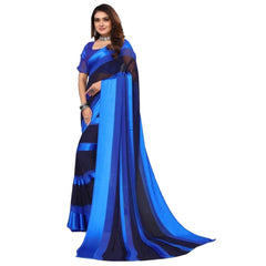 Mayawye Women's Satin Patta Printed Saree With Unstitched Blouse (Skyblue)
