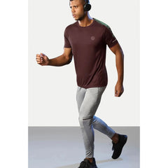 Mayawye Men's Casual Half sleeve Solid Polyester Crew Neck T-shirt (Maroon)