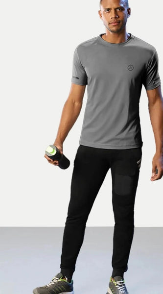 Mayawye Men's Casual Half sleeve Solid Polyester Crew Neck T-shirt (Grey)