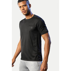 Mayawye Men's Casual Half sleeve Solid Polyester Crew Neck T-shirt (Black)
