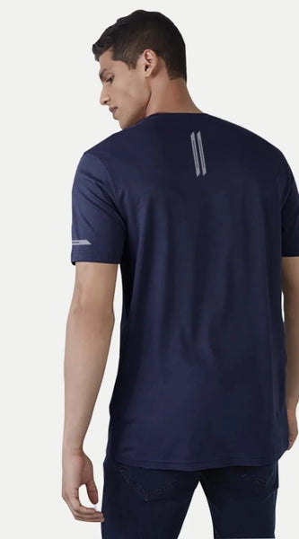 Mayawye Men's Casual Half sleeve Solid Polyester Crew Neck T-shirt (Navy)