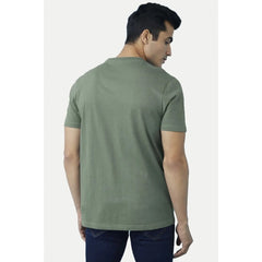 Mayawye Men's Casual Half sleeve Solid Cotton V Neck T-shirt (Green)