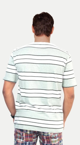 Mayawye Men's Casual Half sleeve Stripped Cotton Crew Neck T-shirt (White )