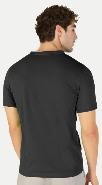 Mayawye Men's Casual Half sleeve Solid Cotton Henley Neck T-shirt (Black)