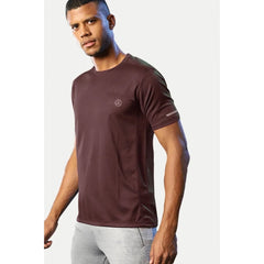 Mayawye Men's Casual Half sleeve Solid Polyester Crew Neck T-shirt (Maroon)