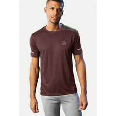 Mayawye Men's Casual Half sleeve Solid Polyester Crew Neck T-shirt (Maroon)