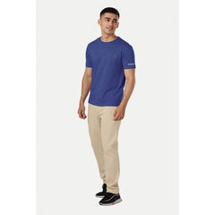Mayawye Men's Casual Half sleeve Solid Polyester Crew Neck T-shirt (Blue)