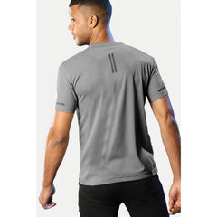 Mayawye Men's Casual Half sleeve Solid Polyester Crew Neck T-shirt (Grey)