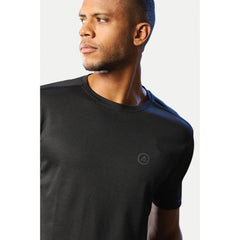 Mayawye Men's Casual Half sleeve Solid Polyester Crew Neck T-shirt (Black)