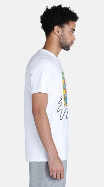 Mayawye Men's Casual Half sleeve Printed Polyester Crew Neck T-shirt (White)