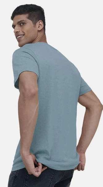 Mayawye Men's Casual Half sleeve Digital Printed Cotton Crew Neck T-shirt (Teal)