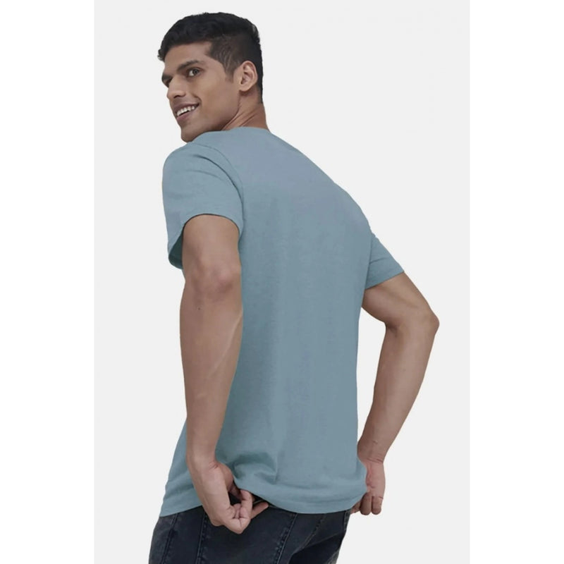 Mayawye Men's Casual Half sleeve Digital Printed Cotton Crew Neck T-shirt (Teal)