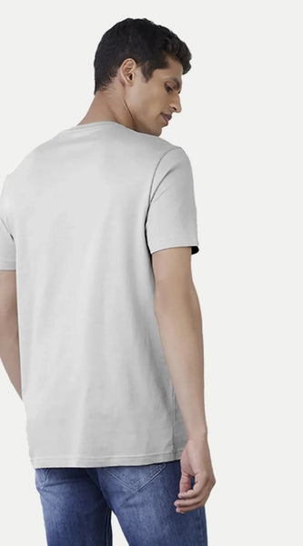 Mayawye Men's Casual Half sleeve Solid Cotton Crew Neck T-shirt (Light Grey)