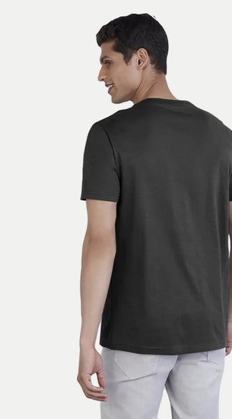 Mayawye Men's Casual Half sleeve Printed Cotton Crew Neck T-shirt (Black)