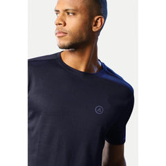 Mayawye Men's Casual Half sleeve Solid Polyester Crew Neck T-shirt (Navy)