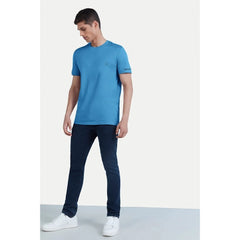 Mayawye Men's Casual Half sleeve Solid Polyester Crew Neck T-shirt (Light Blue)
