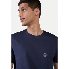 Mayawye Men's Casual Half sleeve Solid Polyester Crew Neck T-shirt (Navy)
