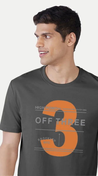 Mayawye Men's Casual Half sleeve Printed Cotton Crew Neck T-shirt (Black)