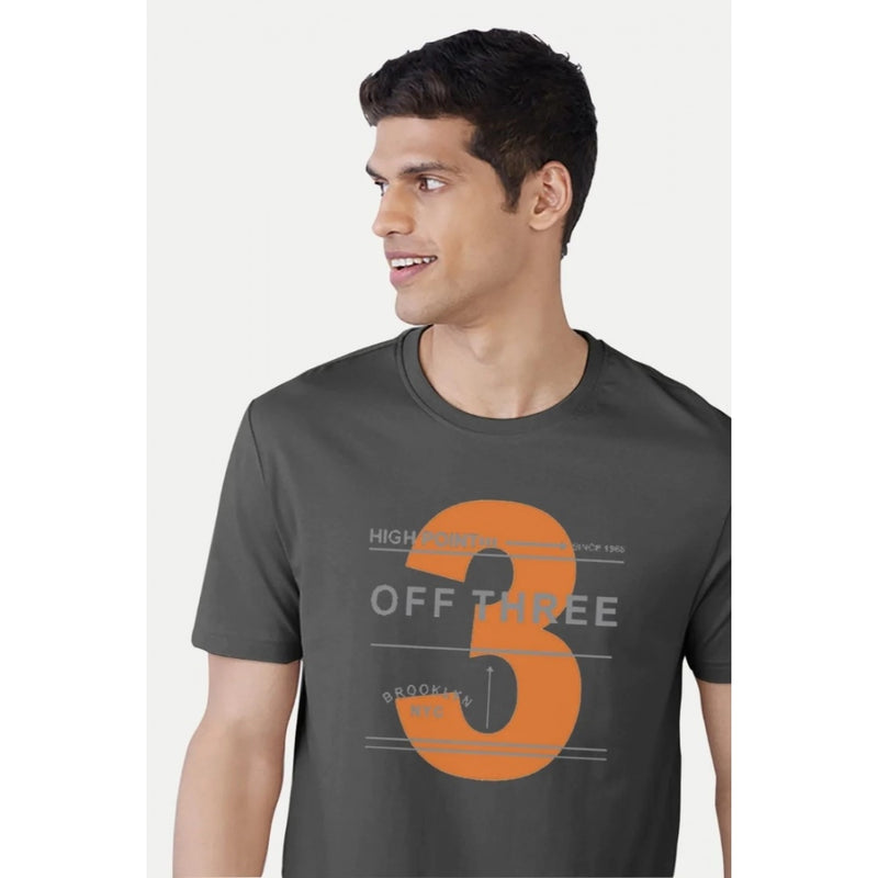 Mayawye Men's Casual Half sleeve Printed Cotton Crew Neck T-shirt (Black)