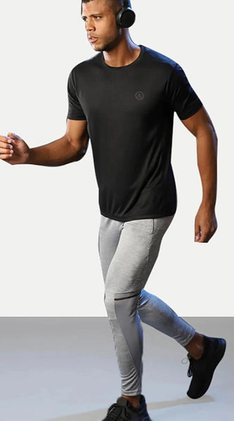 Mayawye Men's Casual Half sleeve Solid Polyester Crew Neck T-shirt (Black)