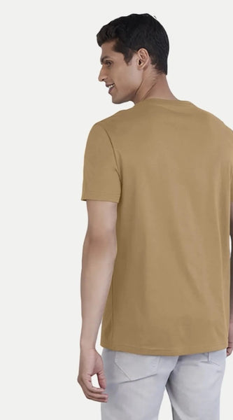 Mayawye Men's Casual Half sleeve Digital Printed Cotton Crew Neck T-shirt (Sand)