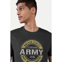 Mayawye Men's Casual Half sleeve Printed Cotton Crew Neck T-shirt (Black)
