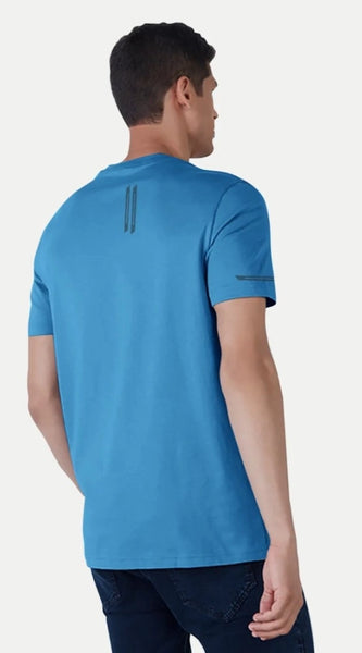 Mayawye Men's Casual Half sleeve Solid Polyester Crew Neck T-shirt (Light Blue)