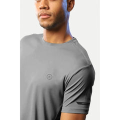 Mayawye Men's Casual Half sleeve Solid Polyester Crew Neck T-shirt (Grey)