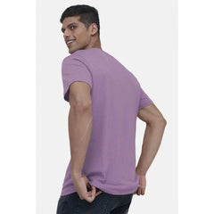 Mayawye Men's Casual Half sleeve Solid Cotton V Neck T-shirt (Lilac)