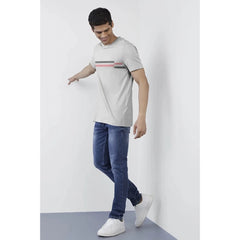 Mayawye Men's Casual Half sleeve Solid Cotton Crew Neck T-shirt (Light Grey)