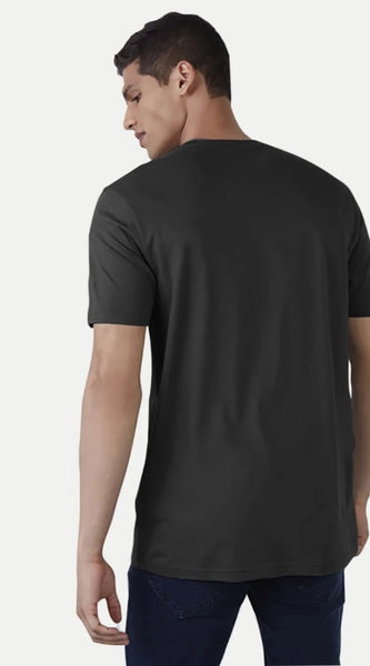 Mayawye Men's Casual Half sleeve Printed Cotton Crew Neck T-shirt (Black)