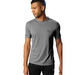 Mayawye Men's Casual Half sleeve Solid Polyester Crew Neck T-shirt (Grey)